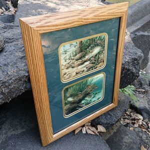 Fred W. Thomas Bass Fishing‎ Hole Prints Oak Wood Framed